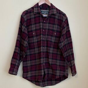 Field & Stream Heavy Flannel Long Sleeve Plaid Button Up 100% Woven Cotton Shirt